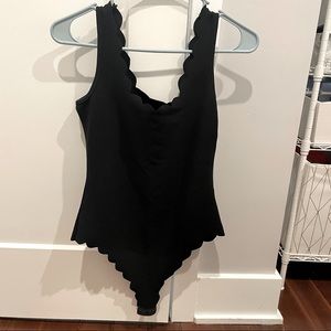 Black Scalloped Bodysuit